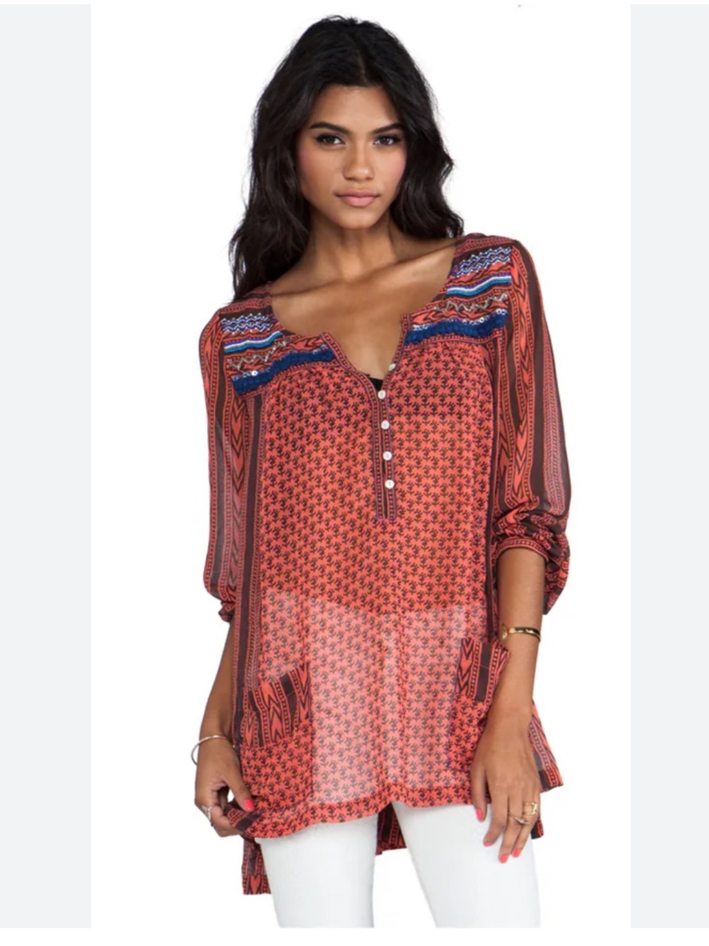 Free People "Feather in the Wind" Tunic Blouse.